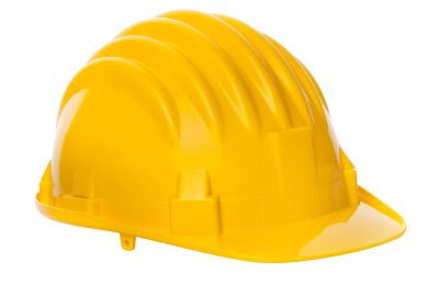 Yellow Construction Helmet Isolated On White Background.